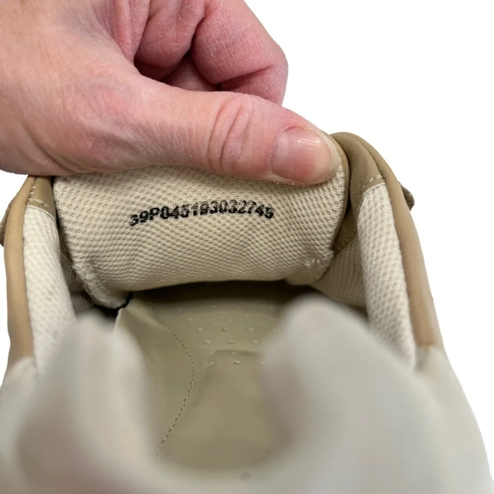 Ecco Mobile II Womens Beige Leather Lace Up Perforated Sneakers Shoes